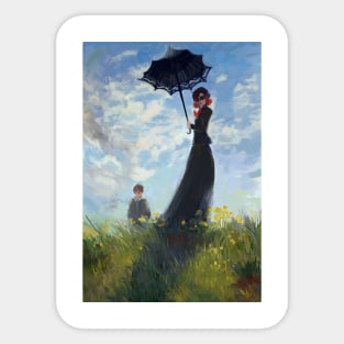 nanny with a parasol Sticker